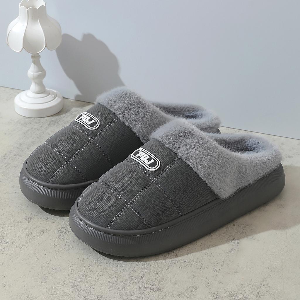 New men's cotton slippers winter home wool slippers color scheme thick bottom warm cotton drag men
