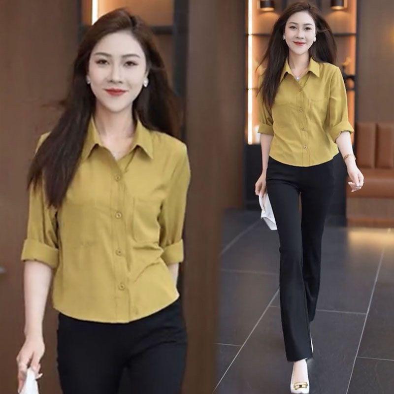 Women's Fashion Slim-Fit Long Sleeve Blouse - Early Autumn 2024