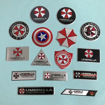 Captain America Biohazard Metal Label for Motorcycle and Car Fuel Tank Cap, Body Scratch Aluminum Label
