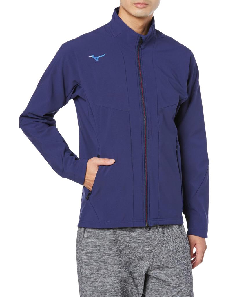 Mizuno Tech Shield Training Blue Size S Jacket, Windproof, Stretch, Water-Repellent, 32MCA552, Men's Depth,