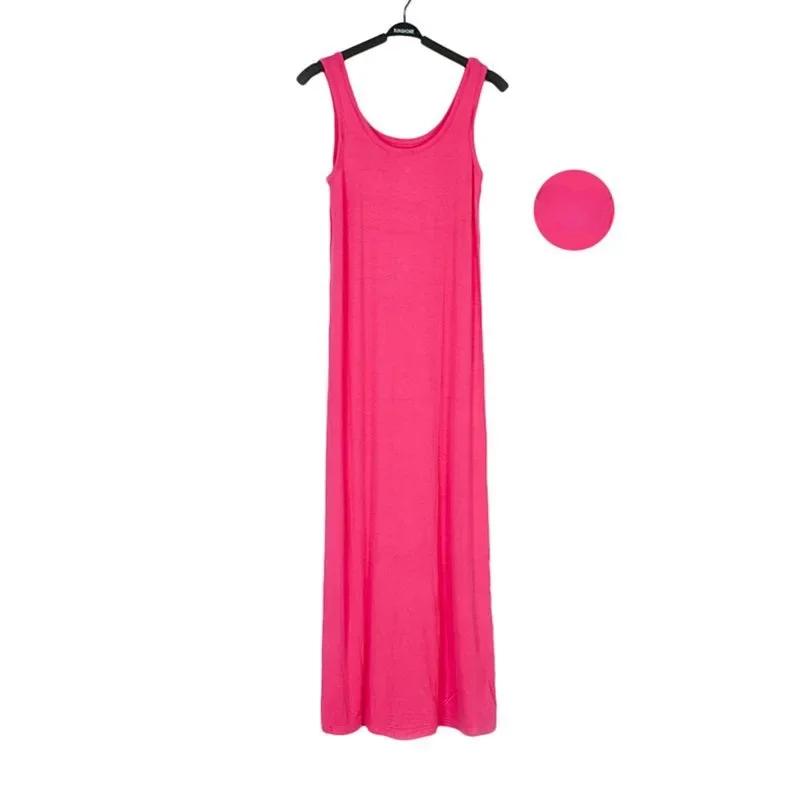 

Платье-майка с открытой спиной и рукавами, женские тонкие длинные облегающие платья миди XL розовый