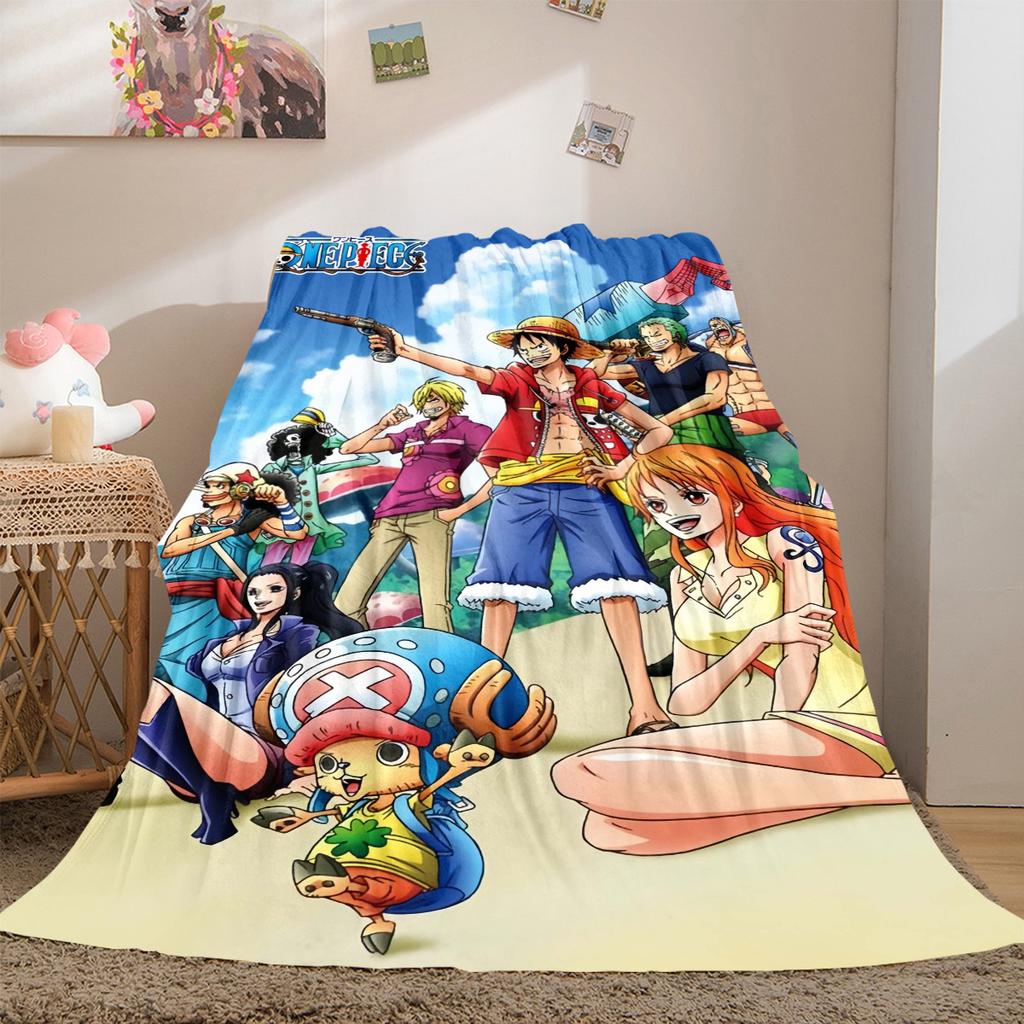 Nami Luffy Zoro Sanji Flannel Lightweight Blanket Home Decor Sofa Bed Travel Cover Family Gift For All-Season LXR152