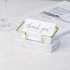 1PC Elegant Marble Business Card with Gold Metal Frame - Double Slot Desktop Business Card Storage