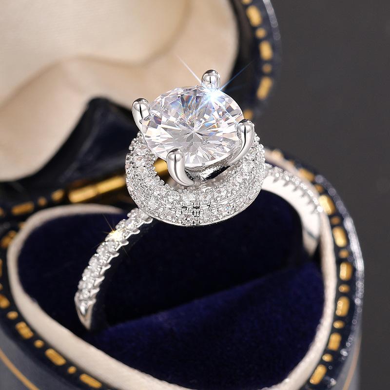 Geometric Zircon Ring For Women, Fashion Light Luxury High-End Rings, Popular Sparkling Jewelry