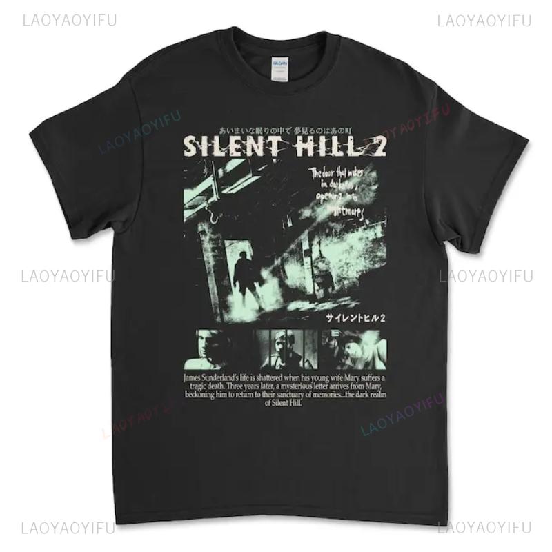 Silent Hill 2 Videogame Black Retro Gaming TShirt High Quality Pure Cotton Tees Personality Mans Clothing Casual Ropa Hombre