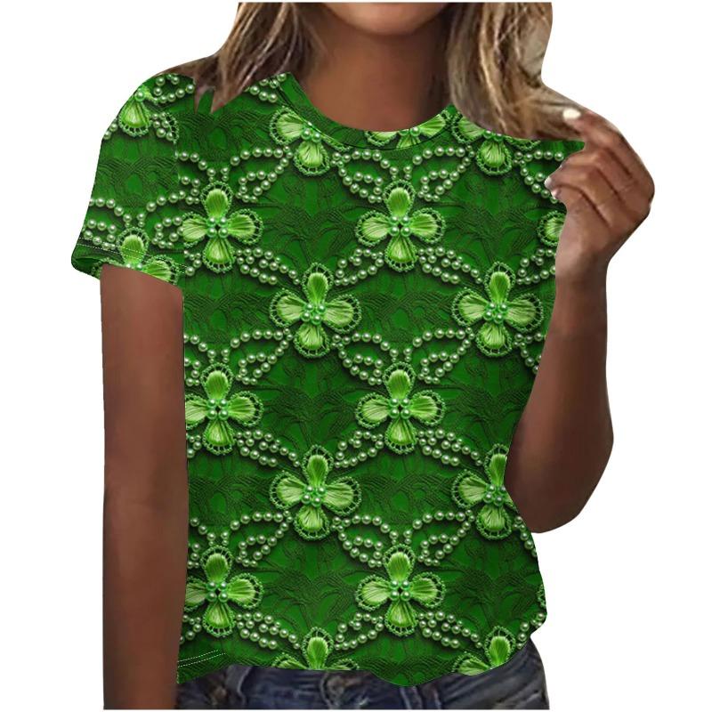 Summer Women's Short Sleeved Slimming Fashion T-shirt Women's Clover Animal Casual Print Shirt