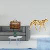 Vintage Wooden Jewelry Box Organizer with Gold Cheetah Figurine Decorative Treasure Chest for Rings