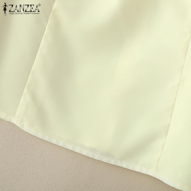 ZANZEA Women Casual Round Neck Solid Color 3/4 Sleeve Blouse