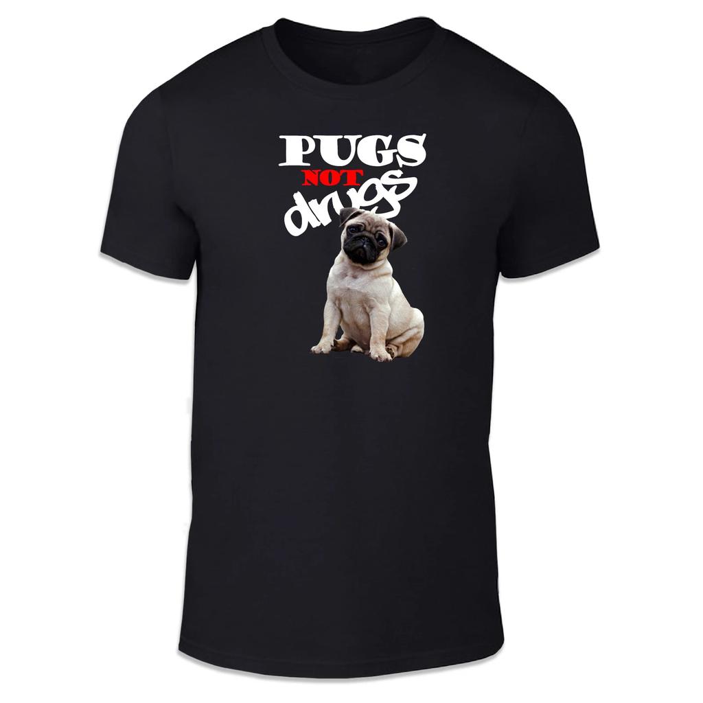 Pugs Not Drugs - Adult Unisex T-Shirt - Humour Funny Dog Pug Puppies
