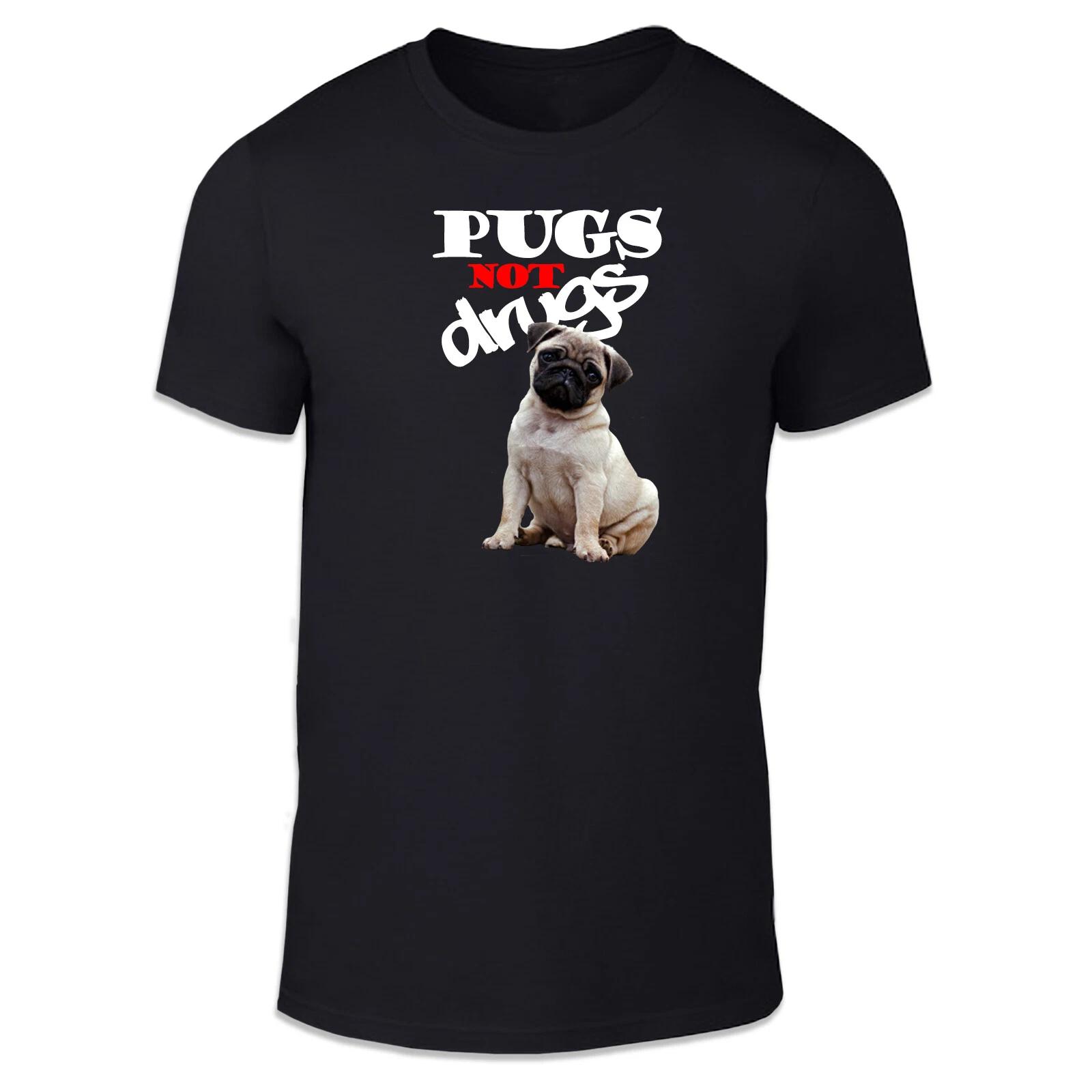 Pugs Not Drugs - Adult Unisex T-Shirt - Humour Funny Dog Pug Puppies 4XL