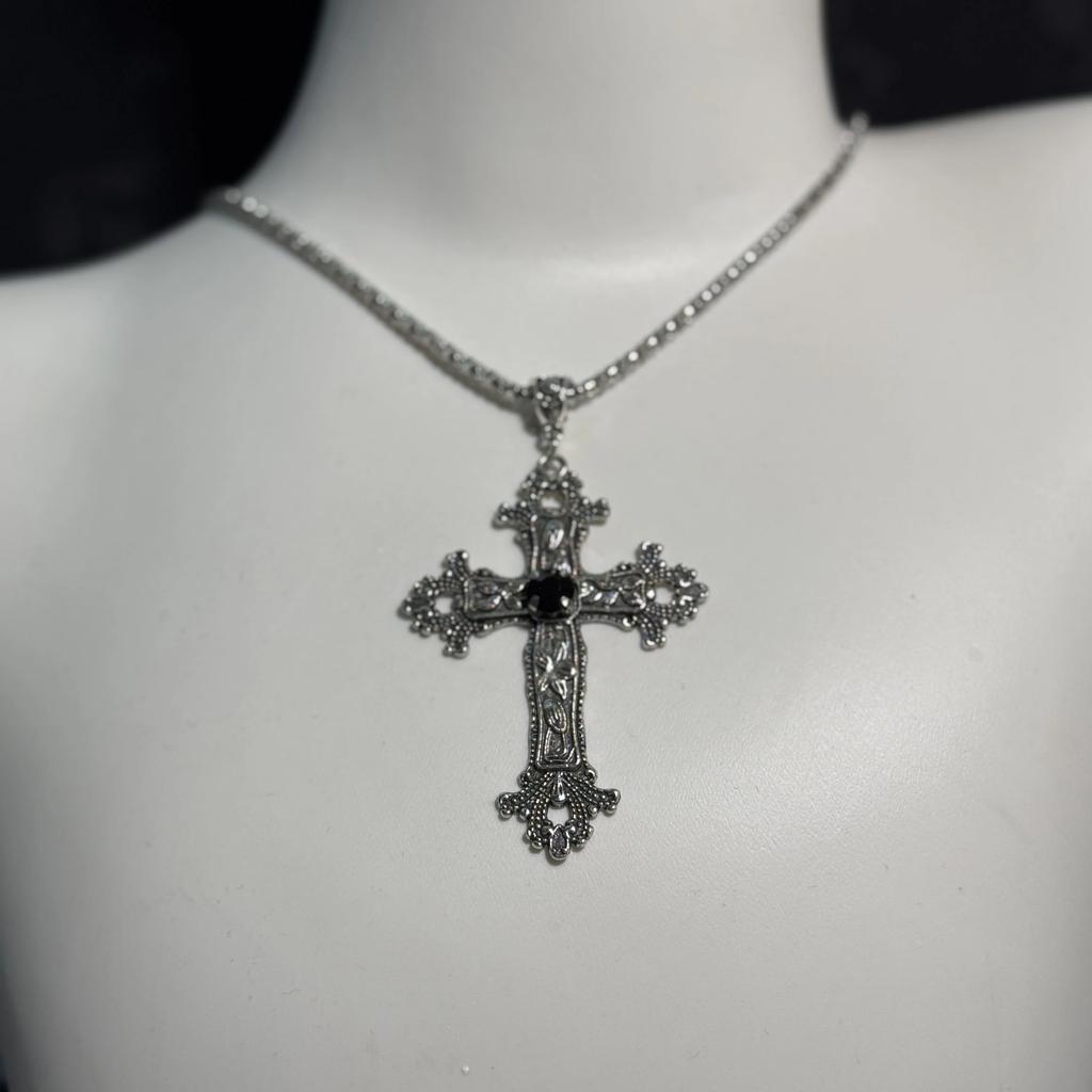 Náhrdelníky s přívěskem Y2K Punk Crystal Big Cross pro ženy Muži Gotický nepravidelný kříž s klíční kostí Řetízkové náhrdelníky Estetické šperky
