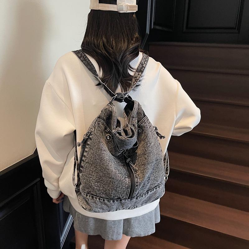 

Summer new denim bag casual women s bag large-capacity retro contrasting color tote bag fashionable shoulder messenger bag чорний