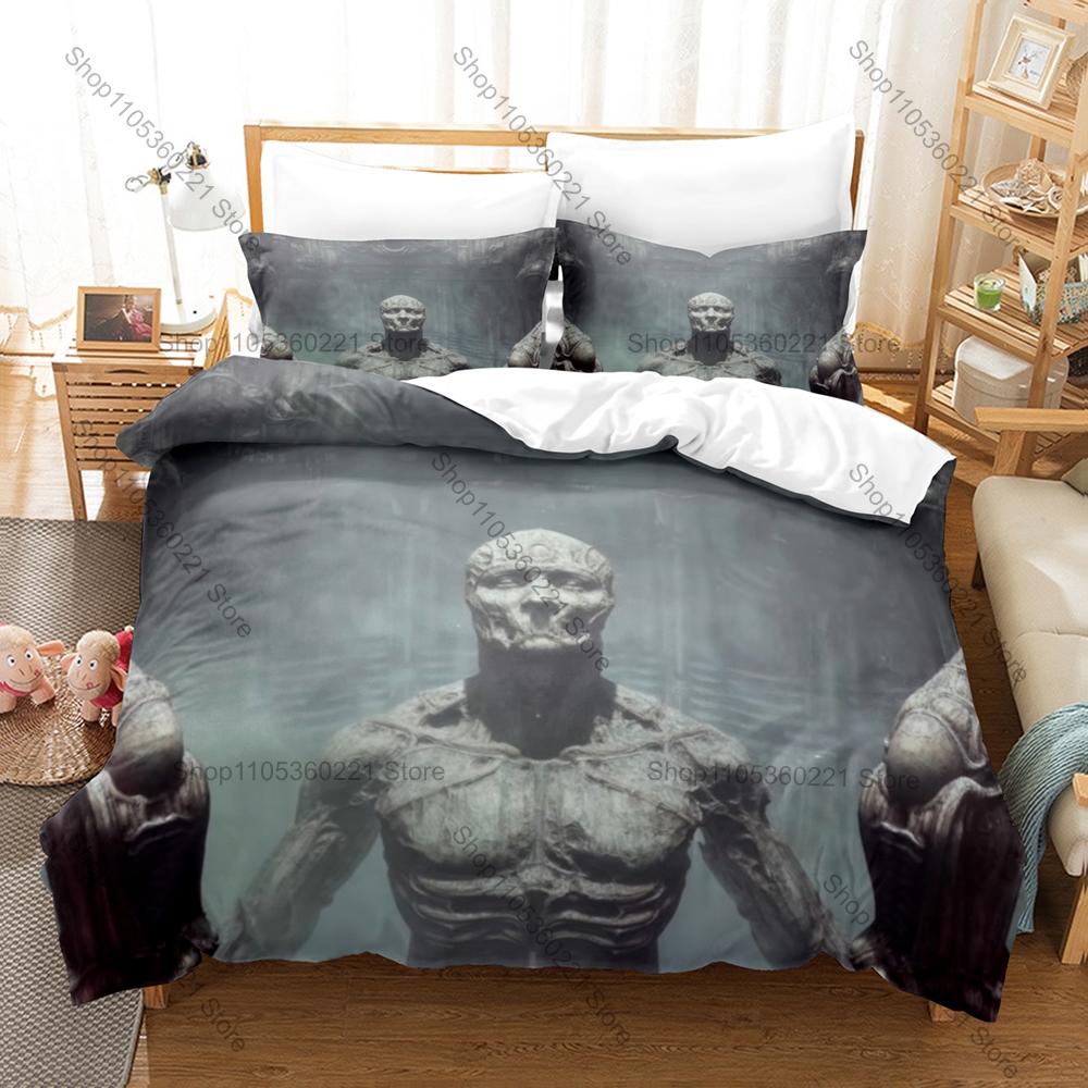 Scorn Game Horror Bedding Set, Duvet Cover & 2 Pillowcases, Giger Style Sci-Fi Body Horror Design All Season Bedding