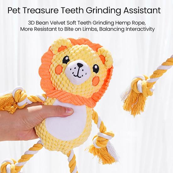 Plush Dog Toy for Aggressive Chewers Interactive Squeaky Chew Toy Soft Stuffed Animal with Cotton Rope Legs for Teething Puppies Small Medium Large