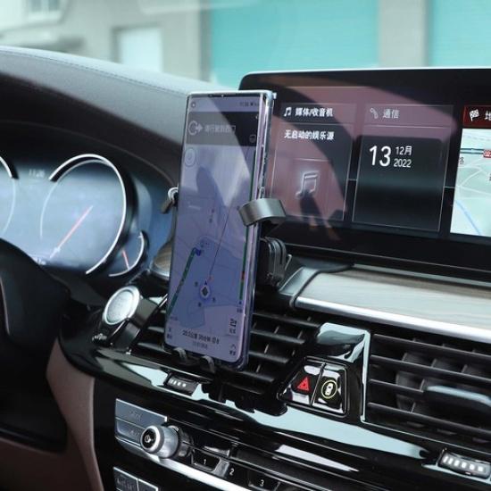 Black Air Mobile Cell Phone Holder Mount Stand Trim For BMW 5 Series 2018-