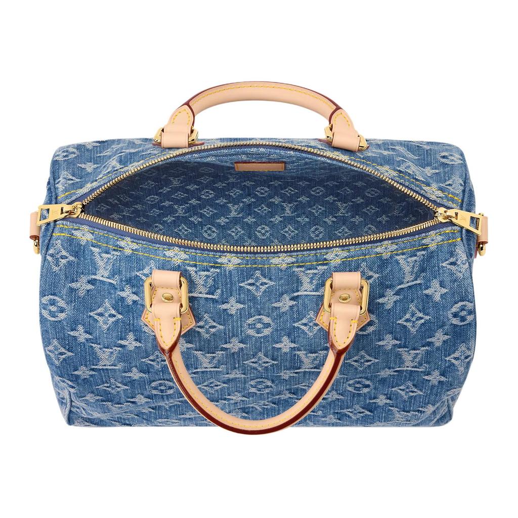 Louis Vuitton Speedy Fabric One Shoulder Handbag Women's Blue M14430