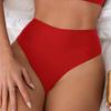Slip de bain taille haute pour femmes, couleur unie, découpe dans le dos, maillot de bain à séchage rapide, culotte de bikini