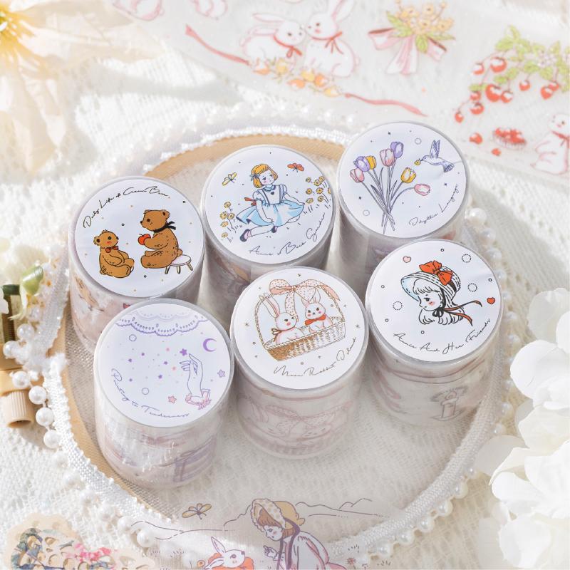 Journal GO 6x200cm Fairy Tale PET Tape Sticker DIY Scrapbooking Decor Album Collage Journalling Material Aesthetics Masking Tape