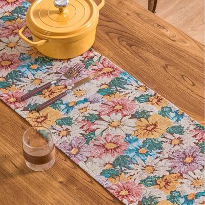Față de masă Jacquard cu Flori Colorate și Ciucuri, Decor pentru Masa de Bucătărie și Dining, Față de Masă Brodată pentru Decorarea Casei și Petrecerilor