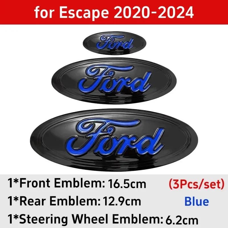 

New 2026 Car Sticker 3pcs Badge for Ford Taurus Equator Explorer Escape ST Kuga Mondeo Focus Edge Car Front Rear Logo Steering W