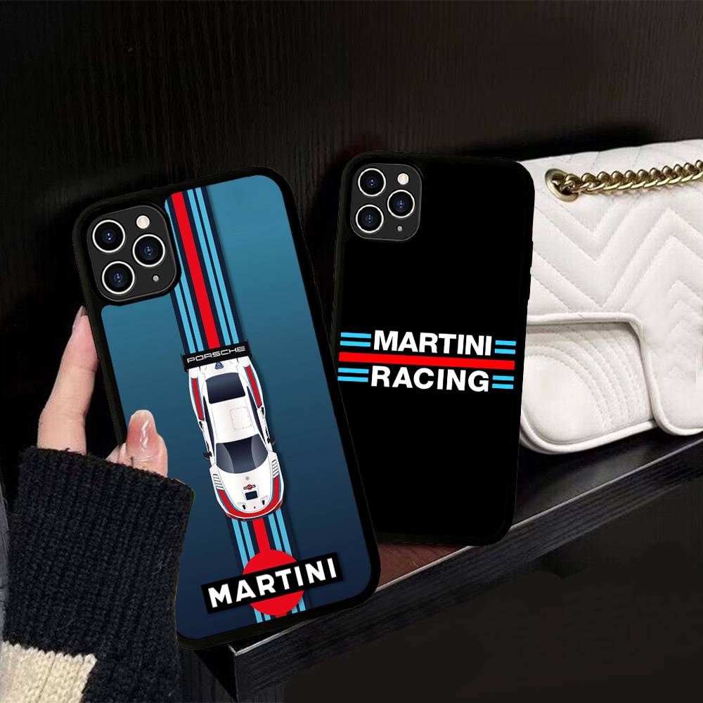 M-Martini Racing Horizontal Stripe PC+TPU Phone Case For IPhone 11 12 13 14 15 16 17 Plus Pro Max Cover