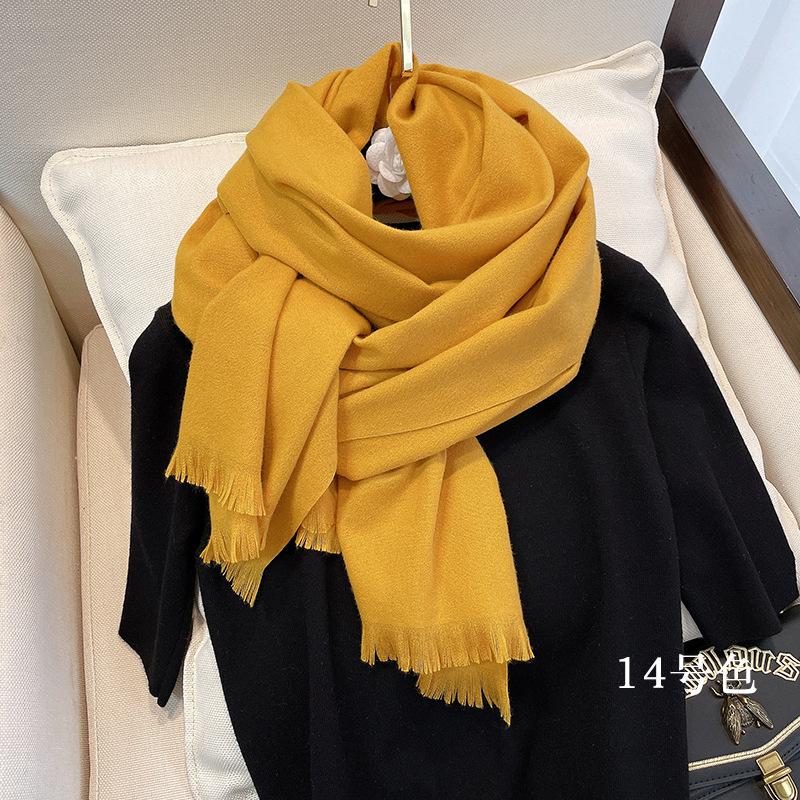 New Autumn And Winter Classic Solid Color Warm Scarf For Women, Fashionable Imitation Cashmere, Thickened Student Scarf, Dual-Use Shawl