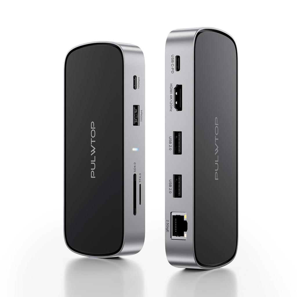 PULWTOP 10 w 1 Mała Stacja Dokująca USB C Dock PC Nie 1 x HDMI 4K 8K 2 x USB do Hosta Wyjście PD 100W Kompatybilna z Windows (W zestawie adapter) @120Hz/
