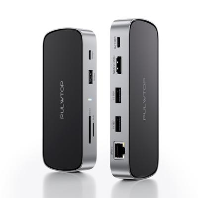 PULWTOP 10 In 1 Small Docking Station USB C PC Dock Not 1 X HDMI 4K 8K 2 X USB To Host PD Output 100W Windows Compatible (Adapter Included) @120Hz/