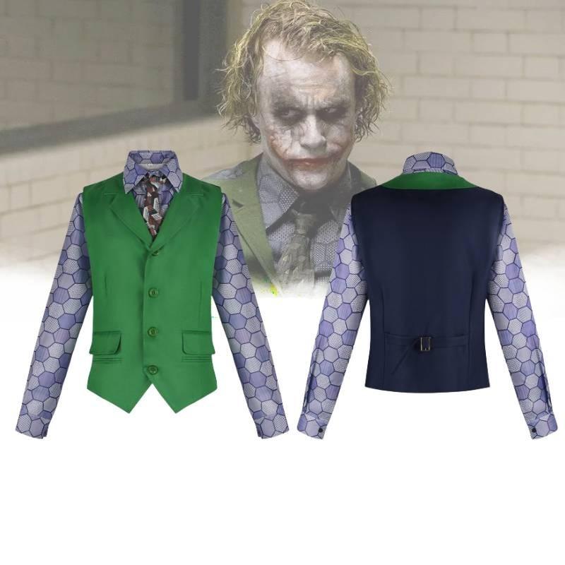 Kostým Temného rytíře Jokera Klauna se sadou košile, vesty a kravaty pro Halloweenské Cosplay