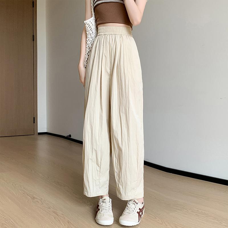 

GMXIA Women s Summer Slim Slim Slim High Waisted Wide Leg Pants with A Slouchy Nine-minute Casual Pants XL абрикосовый