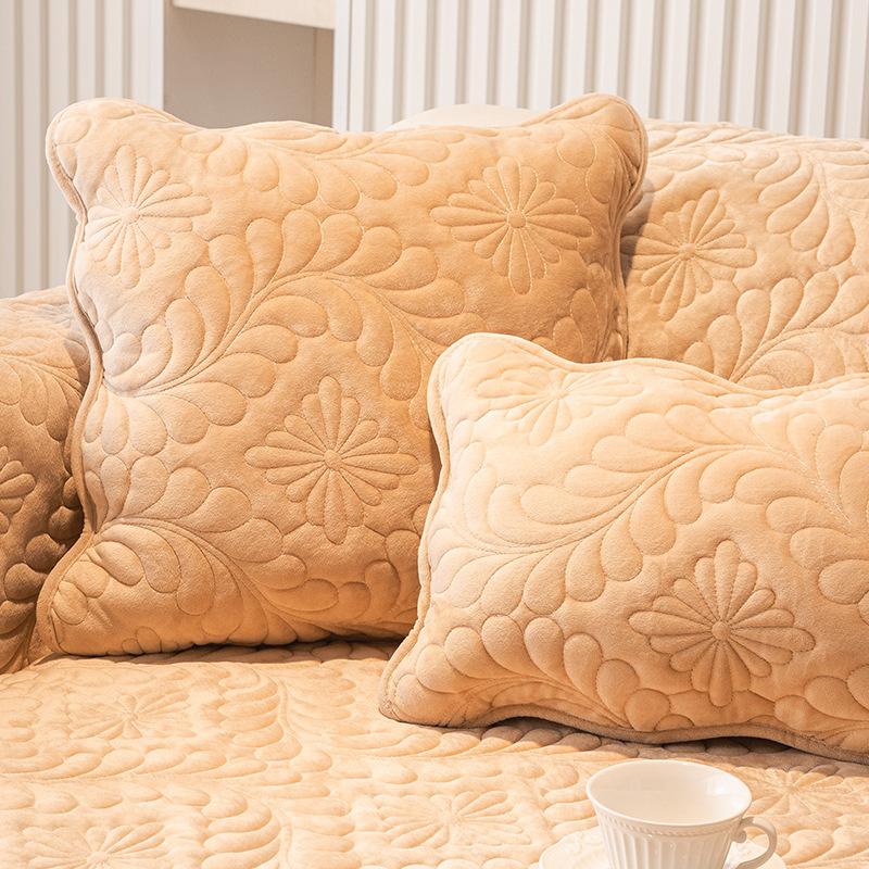Sofakissen Nordisch Schlicht Winter Plüsch Erschwinglicher Luxus Stil Kissen Verdickt Rutschfest Leder Sofaüberwurf Bezug Stoff Universal