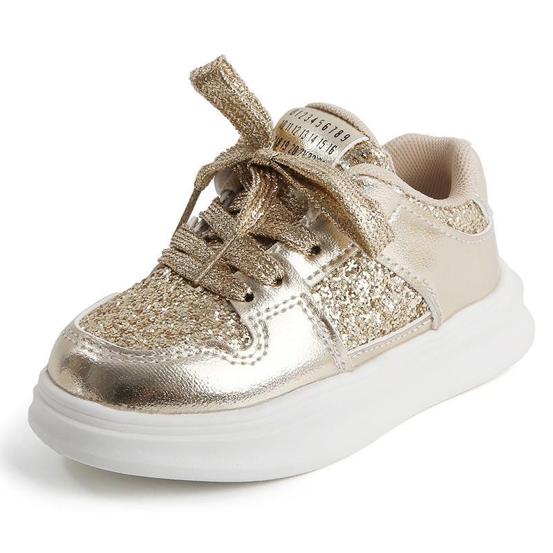 Children’s Sneakers, Spring/Autumn New Arrival, Girls’ Casual Shoes with Sequins, Korean Style Boys’ Skate Shoes, Soft-Soled Baby Flats