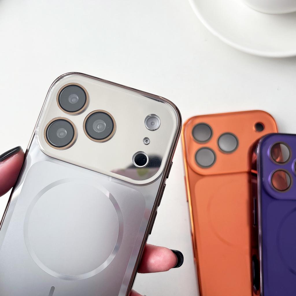 Plating For Magsafe Magnetic Phone Case For iPhone 17 16 15 14 13 Pro Max Wireless Charging Large Window Hard Armor Cover
