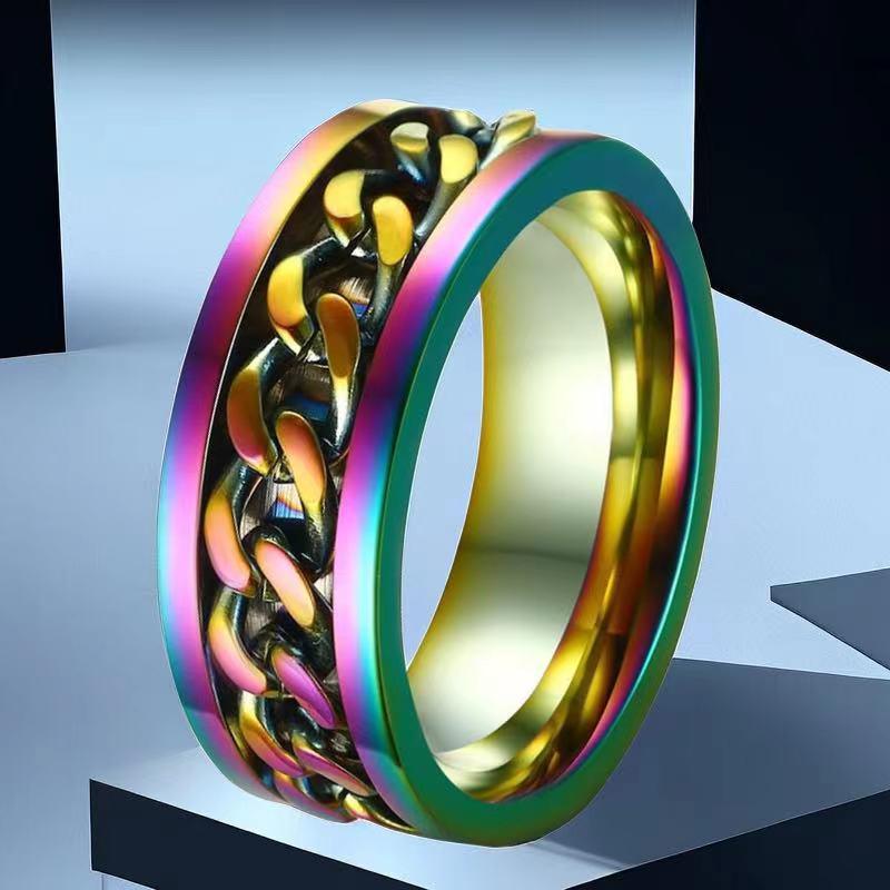 Men's Non-Fading Rotating Titanium Steel Ring - Stainless Steel Hand Jewelry