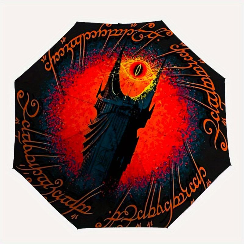 

1pc The Lord of the Rings Automatic Folding Umbrella with 8-Rib Compact & Lightweight Design, Self-Opening/ Closing011