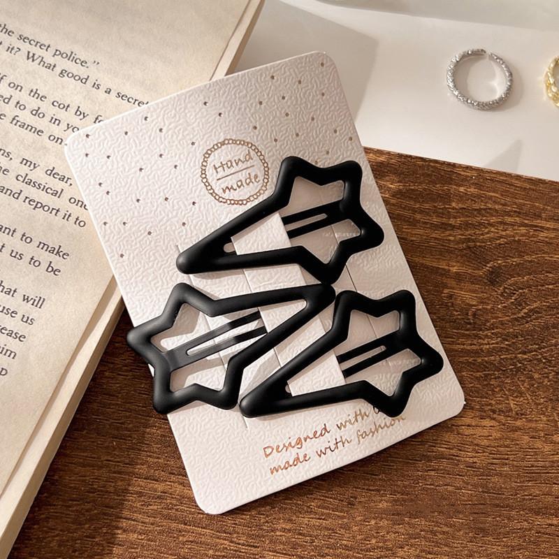 Épingles à cheveux simples givrées pour filles, 3 pièces, pinces à cheveux carrées, ovales, Triangle, pour enfants, épingles à cheveux, cliquez sur clac