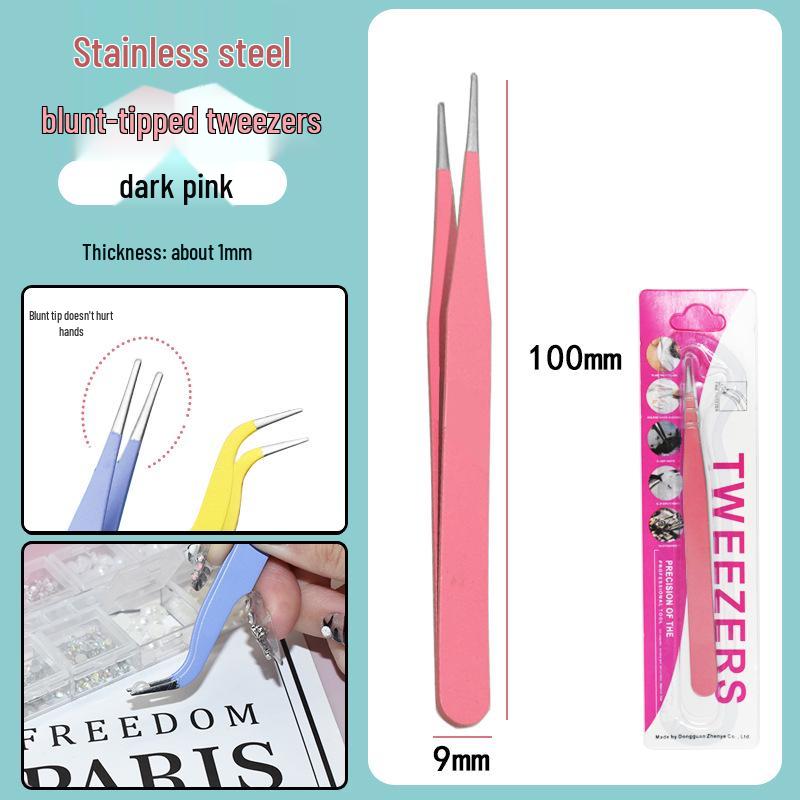 Colorful Stainless Steel Curved Tweezers for False Eyelashes and Planner Clips