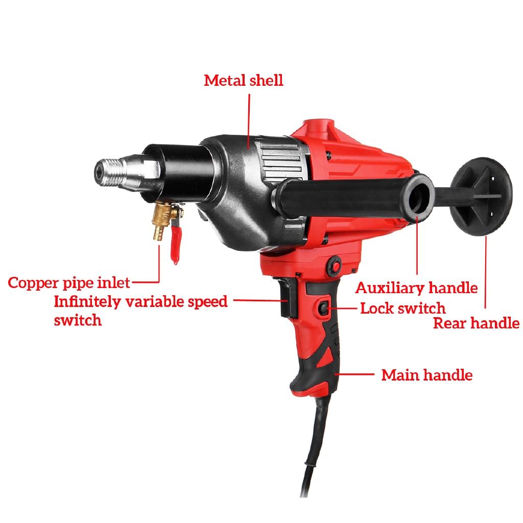 1600W Hand Held Diamond Concrete Drill Machine Set Wet Drilling Powerful Concrete Core Drill Machine Power Tool