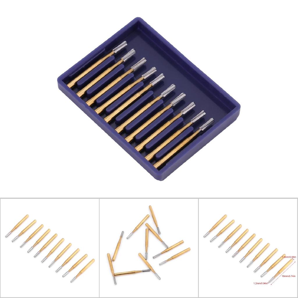 10pcs FG 1958 Tungsten Steel Dental Crown High Speed Cutting Burs (Gold)