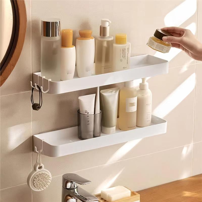 

Good-Self-Adhesive Bathroom Storage Rack For Shampoo, Body Wash, And Cosmetics - Wall-Mounted Organizer Shelf