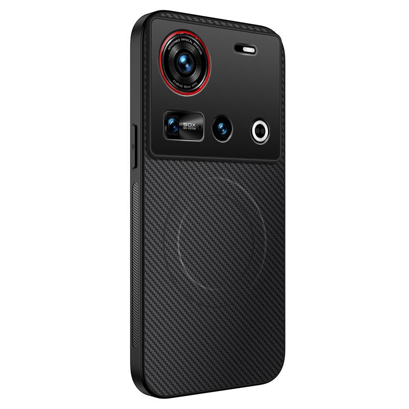 For ZTE Nubia Z70 Ultra Case Magnetic MagSafe Luxury Stripe Silicone Leather Back Cover For Nubia Z70S Ultra 5G Protection Shell