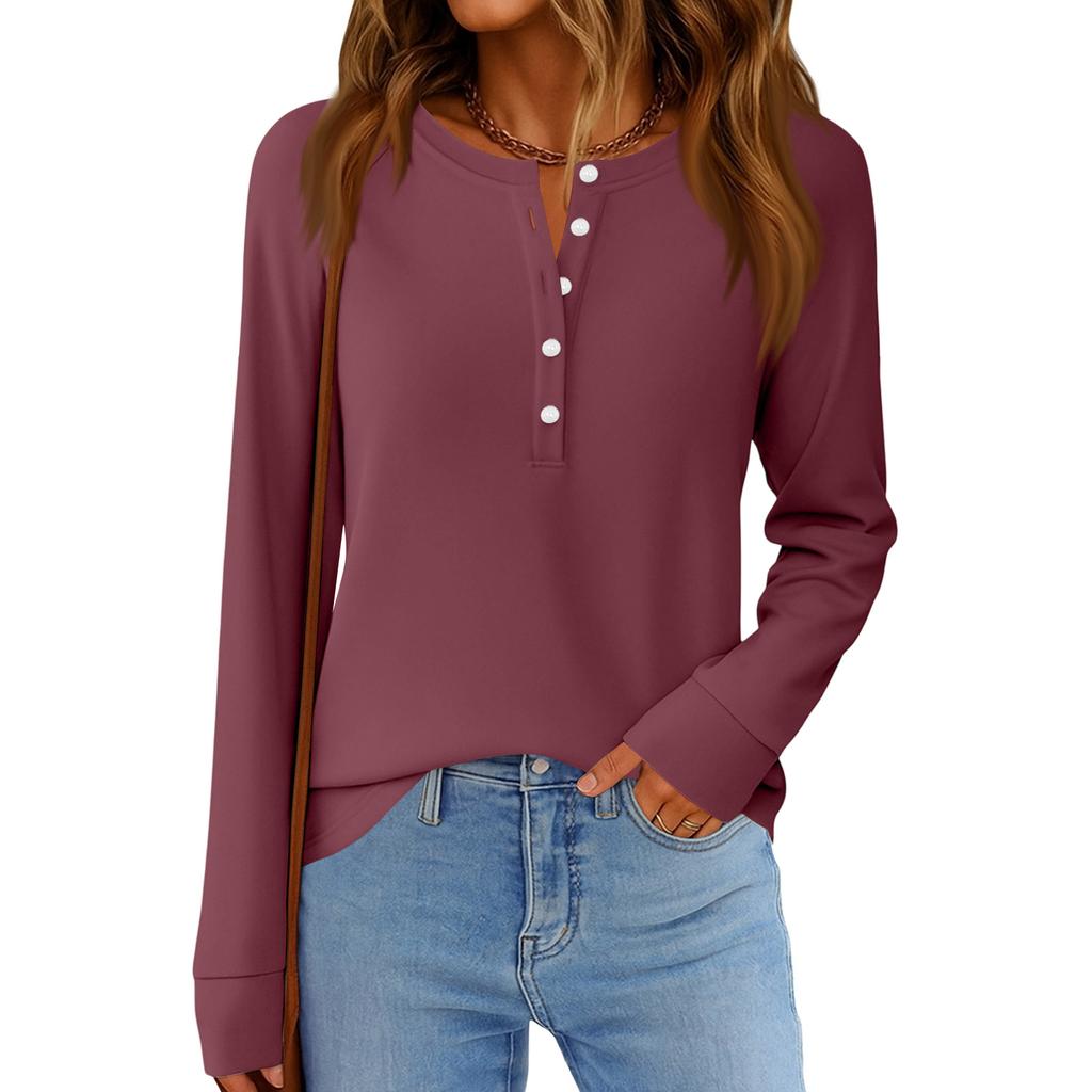 Women's Fashion  Loose Long Sleeve Round Neck Casual Top