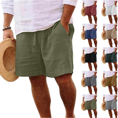 Men’s Linen Drawstring Shorts Relaxed Fit Lightweight Elastic Waist Summer Casual Shorts with Pockets for Everyday Wear