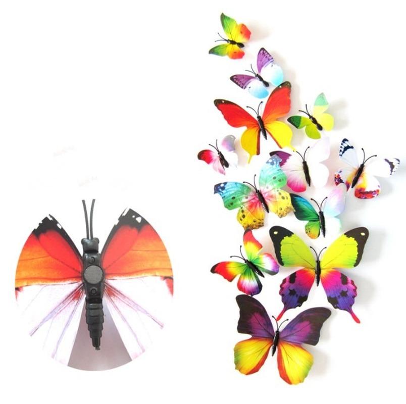 12pcs/Set Colorful 3D Butterflies Wall Sticker Beautiful Butterfly Sticker with Magnet for Kid Room Wall Decals Home Decoration