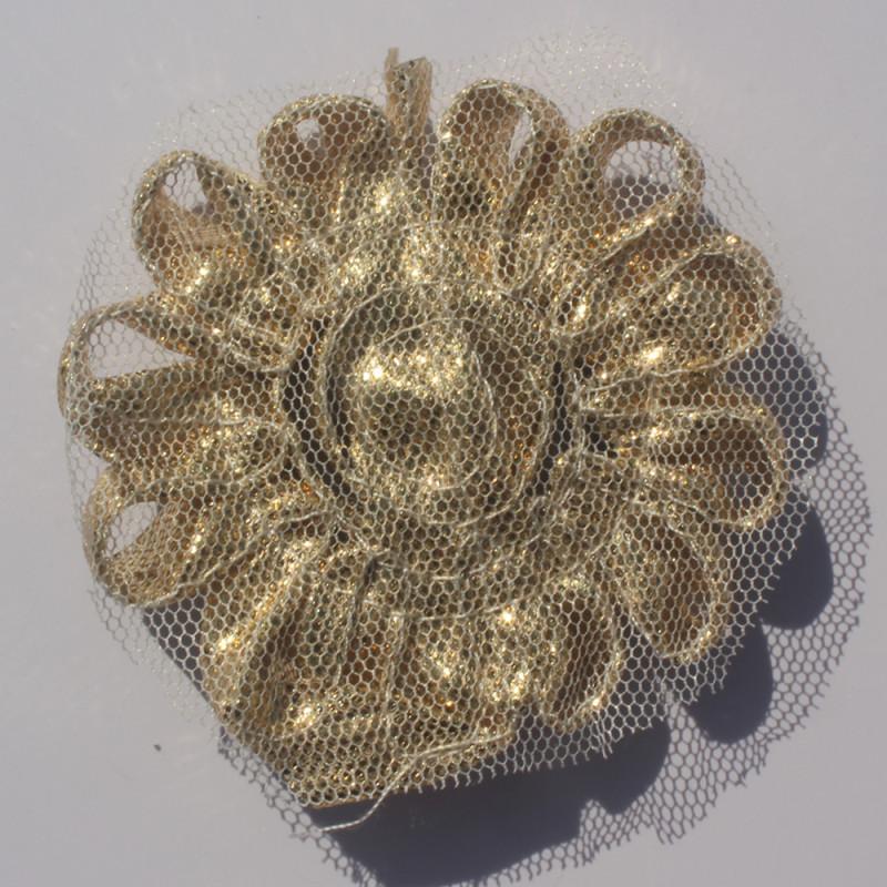 1y 2.5 Inch Shiny Fabric Flowers for Princess Girls Headbands Hair Accessories Kids Shirts Dress Shoes DIY Crafting Flowers