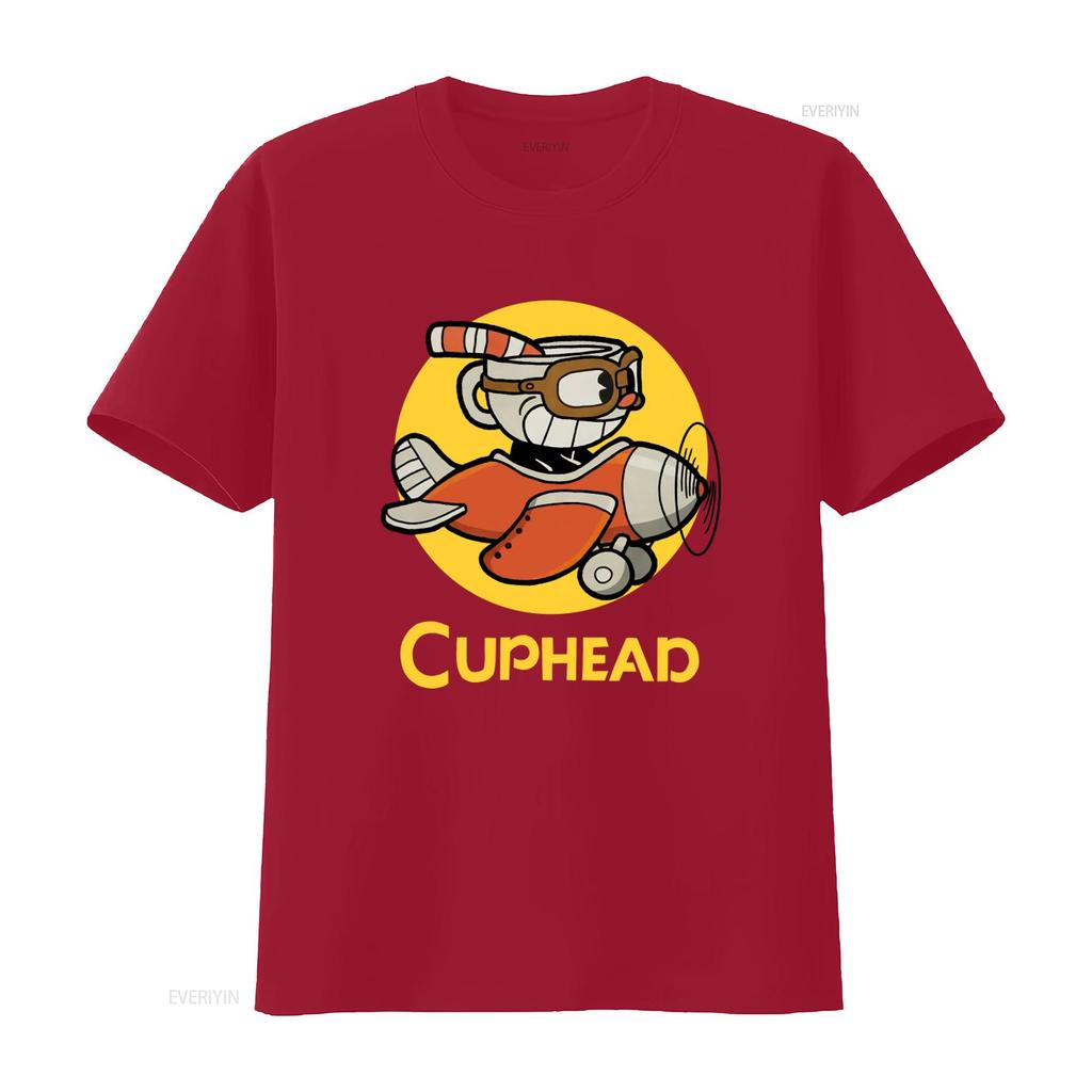 Cuphead T Shirt Flying Adventure Design for Gaming Fans Comfortable Cotton Vintage Washed Stylish Slightly Graphic