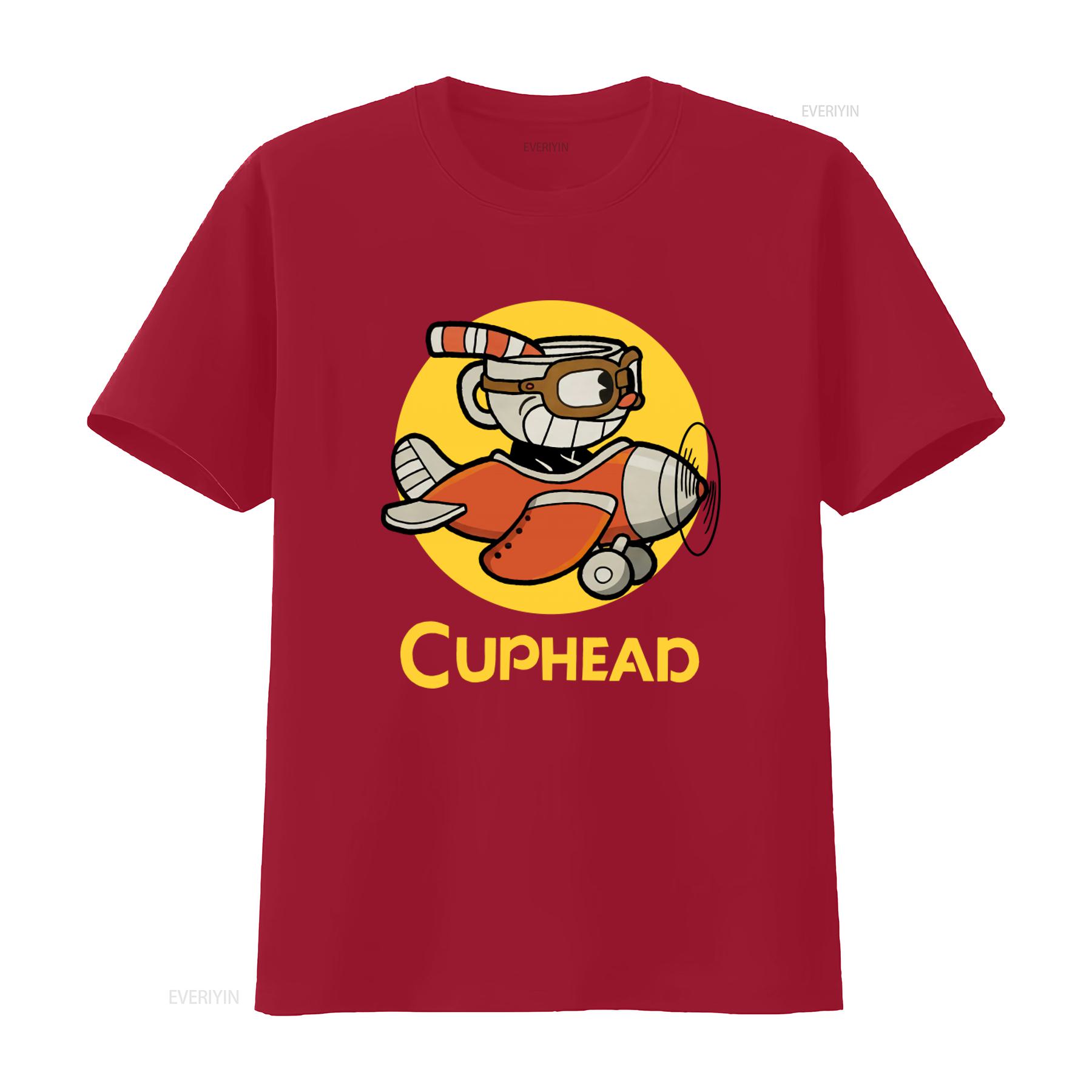

Cuphead T Shirt Flying Adventure Design for Gaming Fans Comfortable Cotton vintage Washed Stylish Slightly graphic S