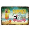 Vintage Surfing Beach Metal Sign  Waves Summer Wall Art Poster  Coastal Decor for Bar Porch Surfing Club  Retro Tin Sign for Hom