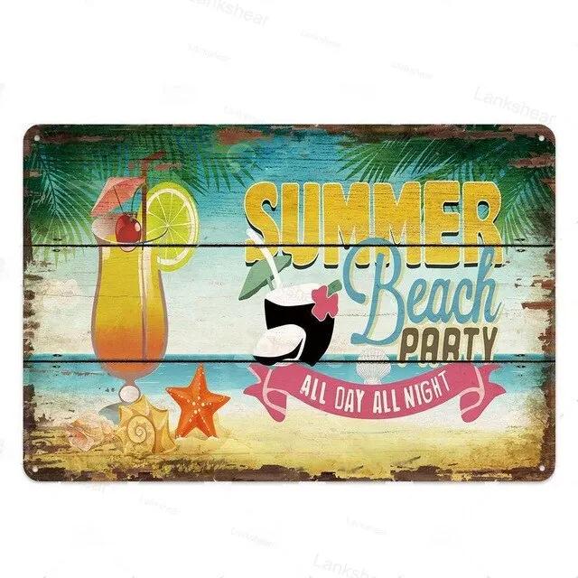Vintage Surfing Beach Metal Sign  Waves Summer Wall Art Poster  Coastal Decor for Bar Porch Surfing Club  Retro Tin Sign for Hom