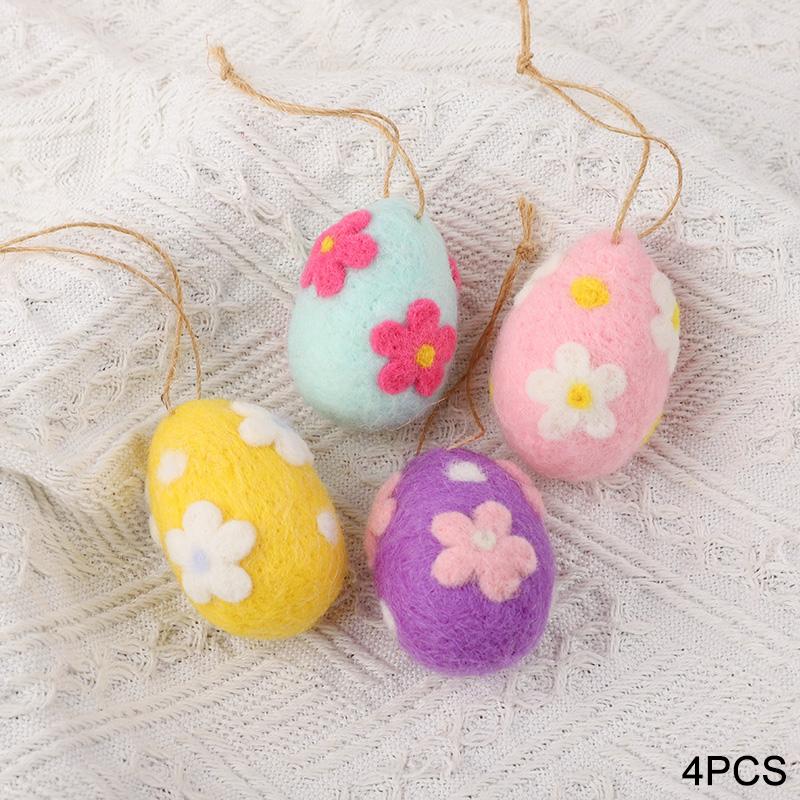 4/8ks Filcová pěnová velikonoční vajíčka s provázkem Košík Výplň Dětský dárek Veselé Velikonoce Domácí dekorace Malované Květinové Tečkované Vaječný strom Přívěsky